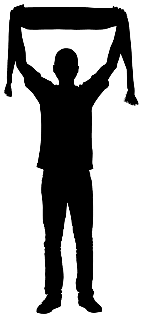 Sporty Silhouette Man Holding Ribbon on Transparent Background