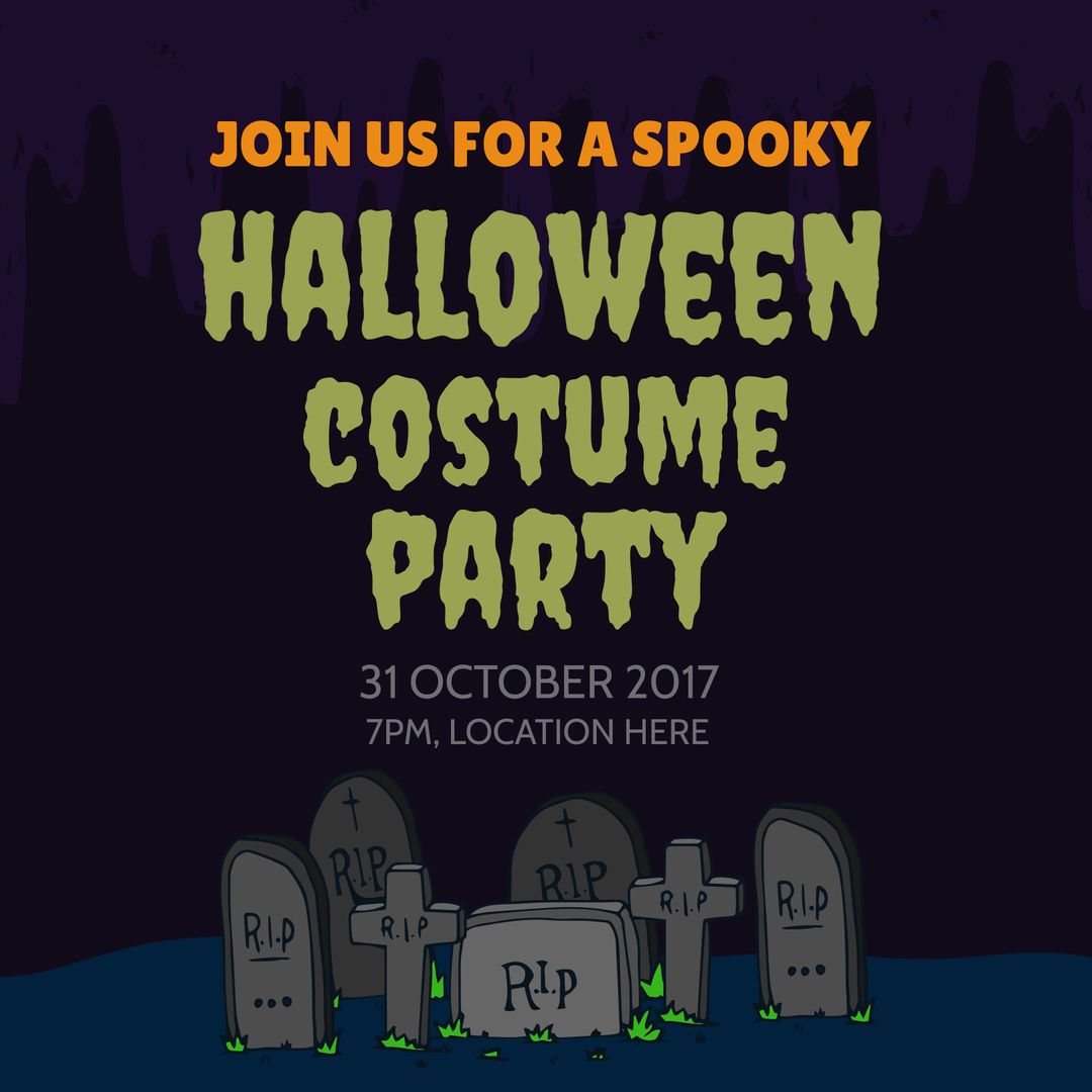 Spooky Halloween Costume Party Invitation with Eerie Illustrations