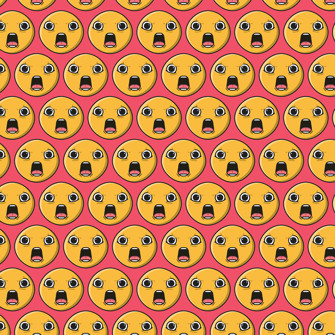 Seamless Shocked Emoji Pattern on Transparent Background