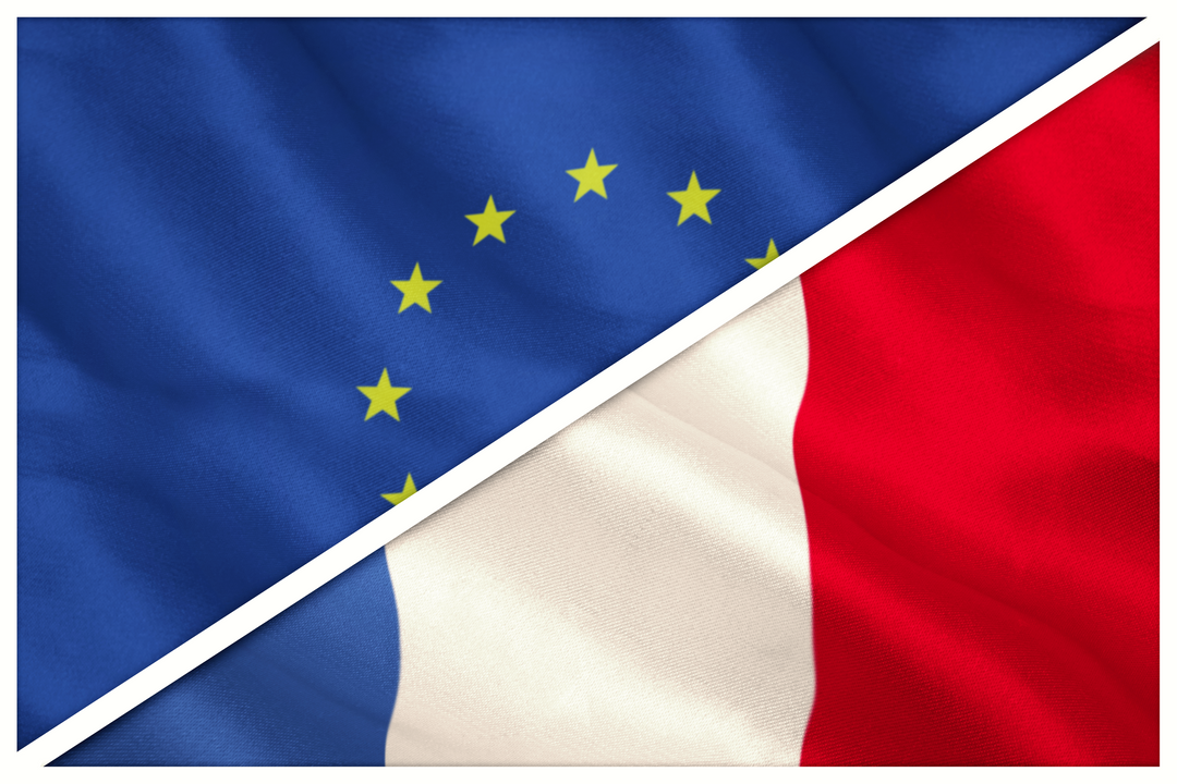 Close-Up Transparent View of European Union and French Flags - Download Free Stock Images Pikwizard.com