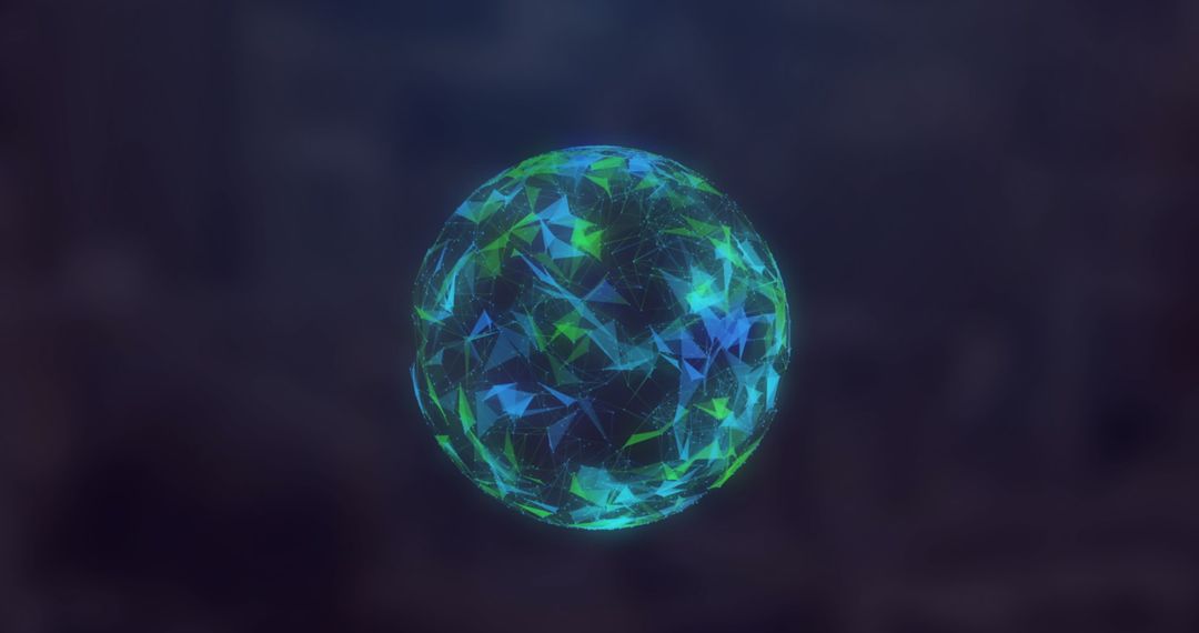 Floating Glowing Sphere in Abstract Digital Environment