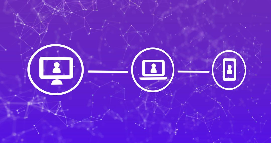 Digital Communication Concept with Icon Network on Purple Background