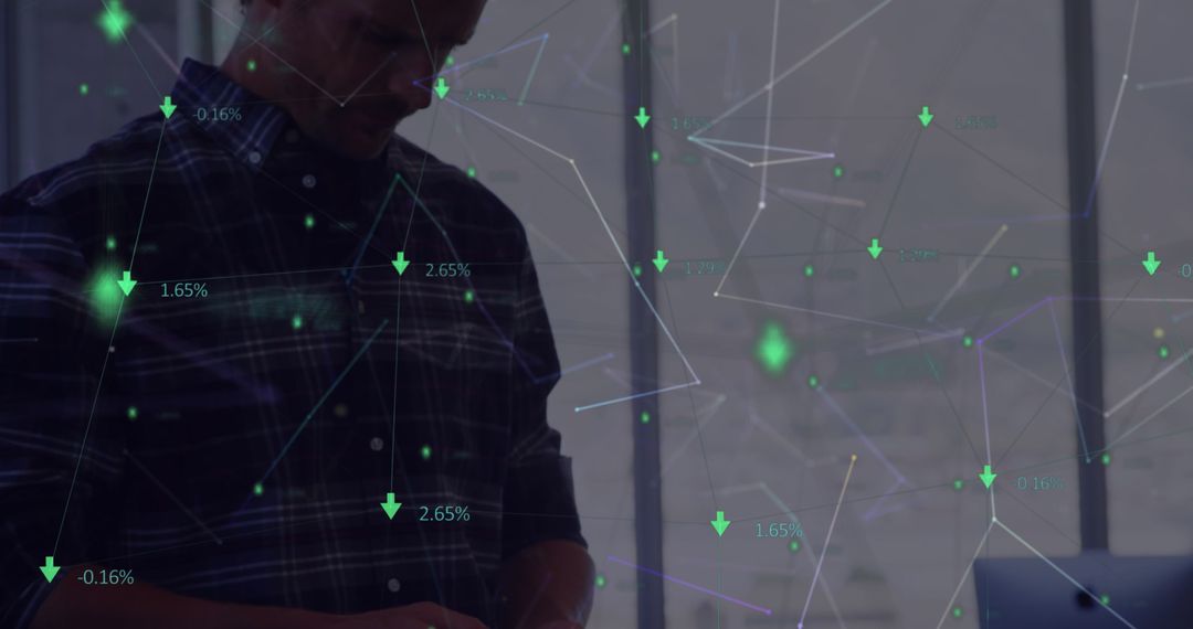 Tech Professional Analyzing Data Network Visualization