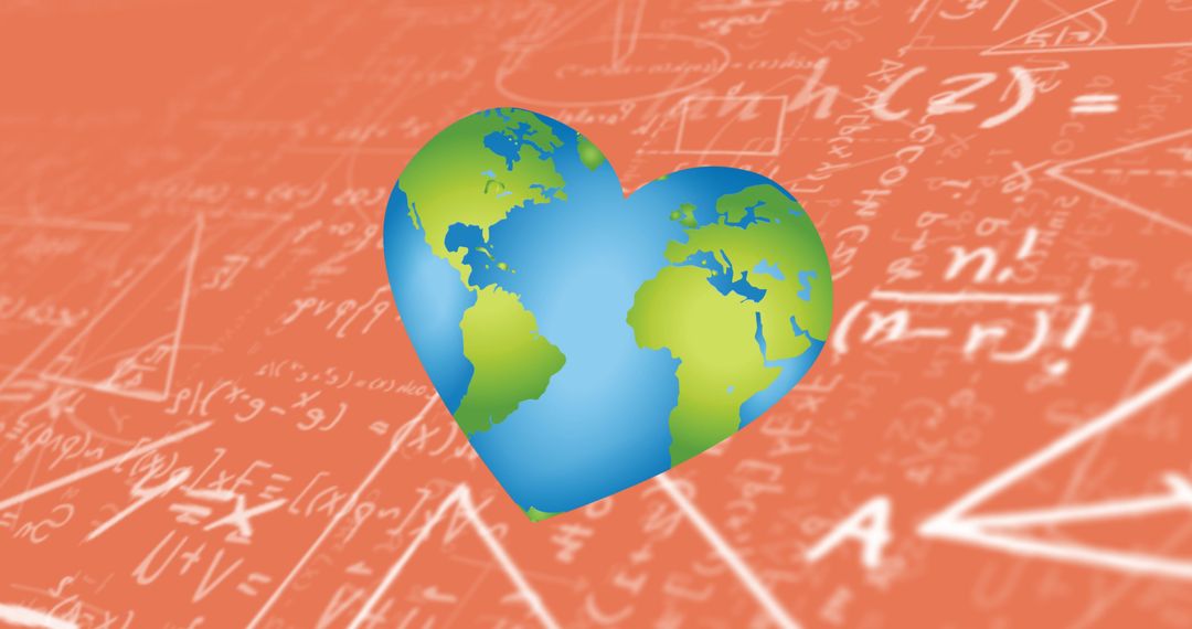 Heart Shaped Planet Over Equations Symbolizes Global Education