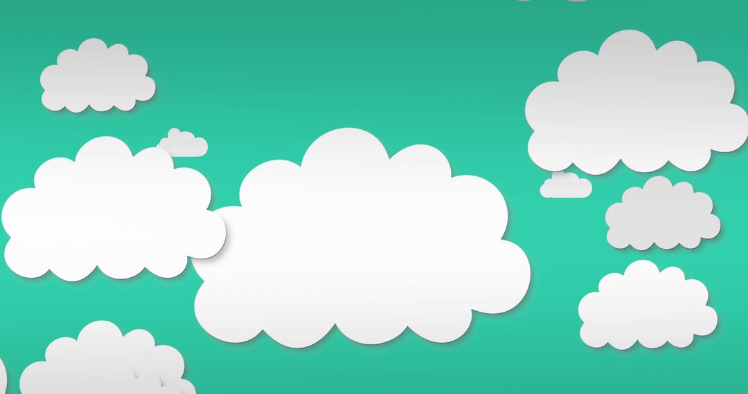 White Cloud Illustrations on Green Background with Weather Theme