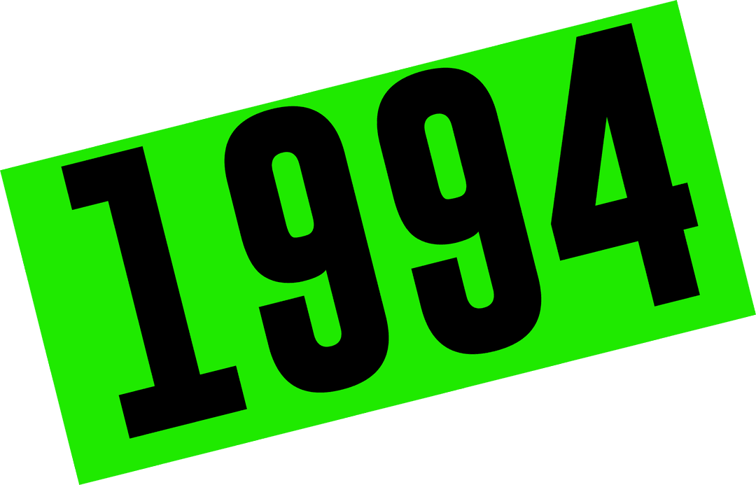 Bold 1994 Numerals on Green Transparent Block Design