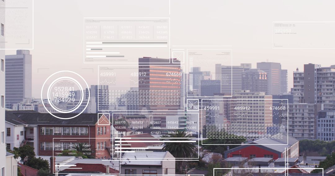 Digital Interface with Data on Urban Skyline