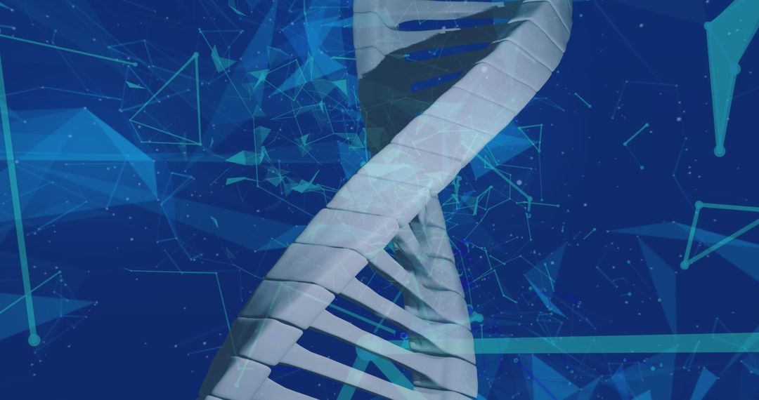 Spinning DNA Strand with Futuristic Network Background