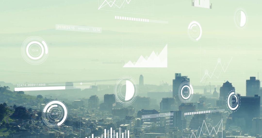 Digital Interface Over Modern Urban Skyline