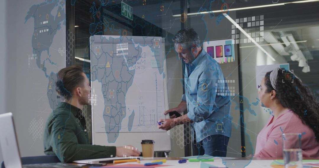 Business Strategy Presentation with Digital Maps and Team Collaboration