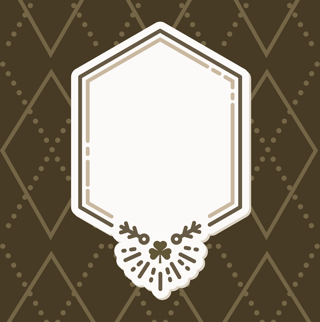 Brown Geometric Frame with Ornate Pattern on Transparent