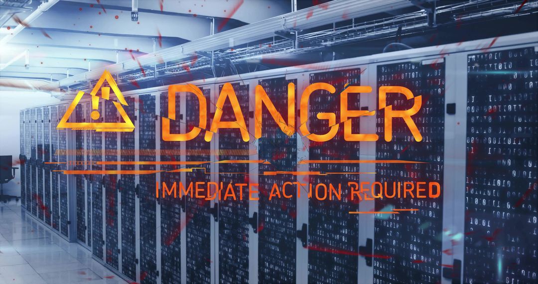 Data Center Alert with Warning Overlay for Cybersecurity Risk