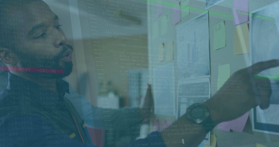 Business Professional Analyzing Data on Clear Display Wall