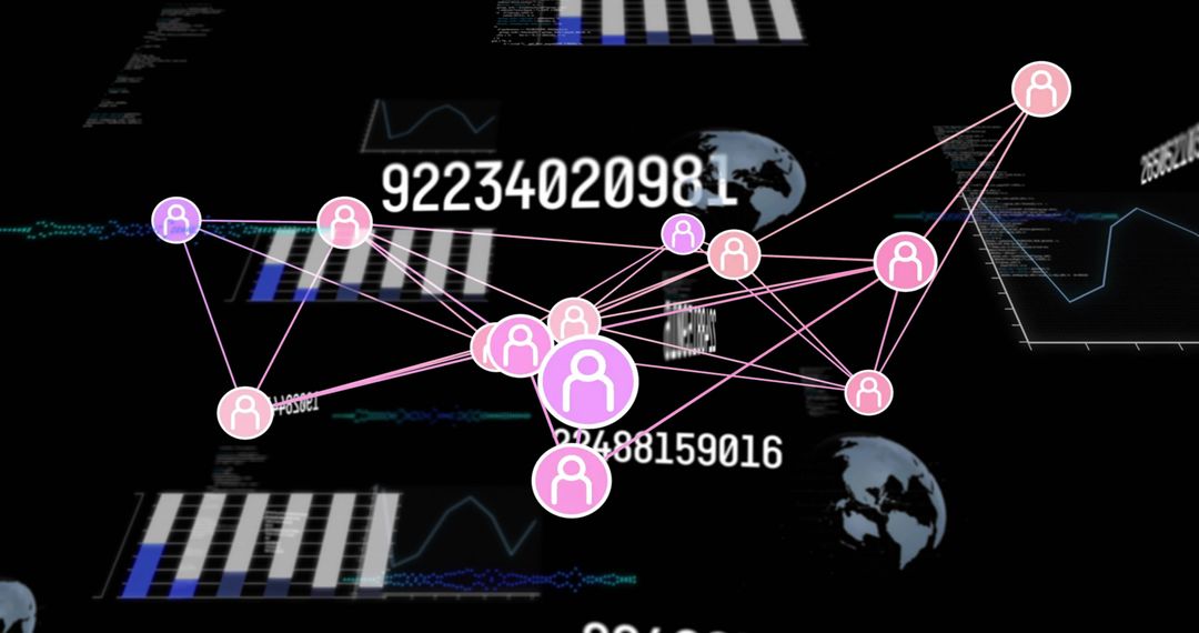 Futuristic Digital Network Visualization with Data Connections