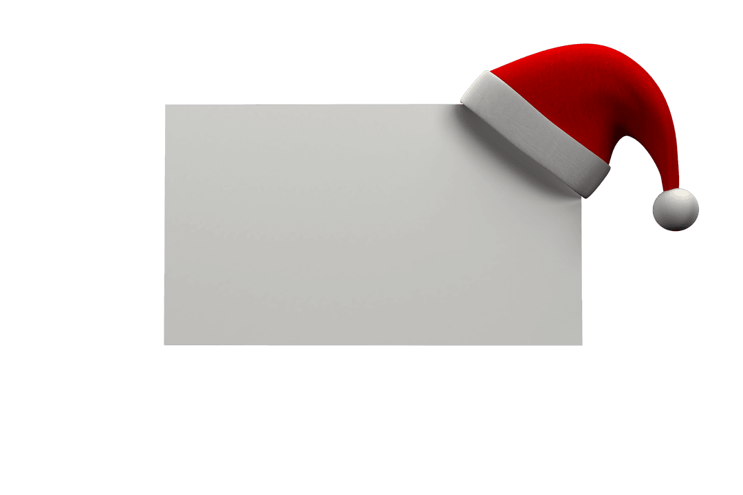 Santa Claus Hat with Blank Card Transparent Background