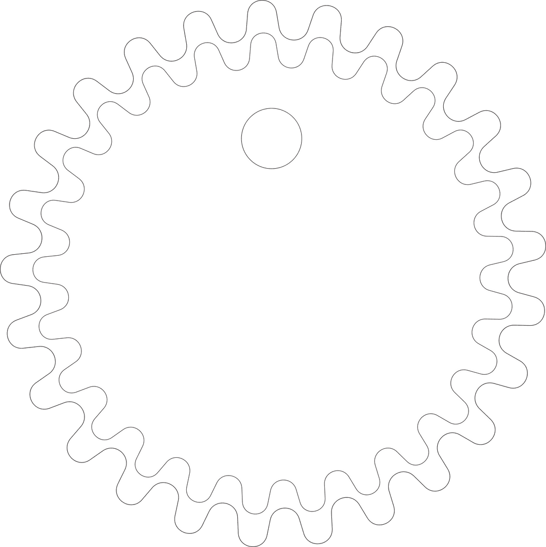 Blank White Cog Shaped Badge on Transparent Background