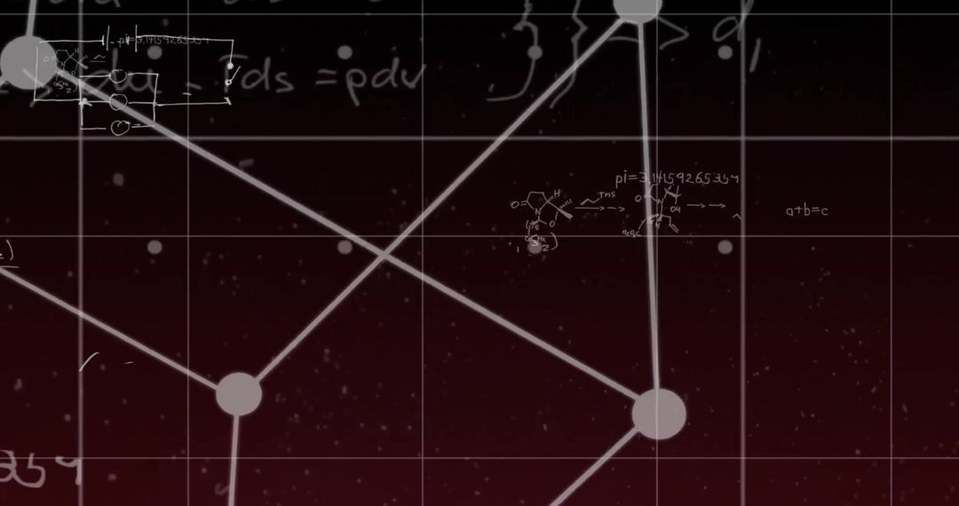 Mathematical Equations on Dark Background with Abstract Lines