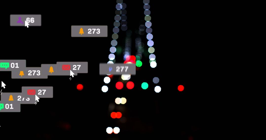 Abstract Digital Age with Social Media Icons Over City Lights