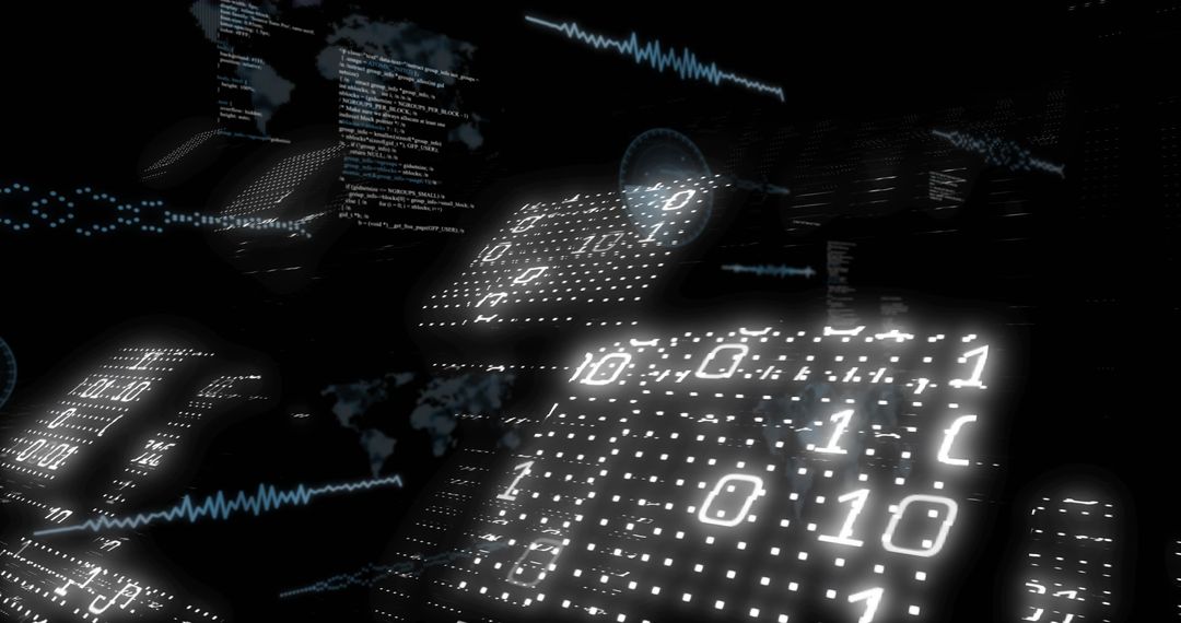 Floating Binary Code in Digital Space with Waveforms and Maps