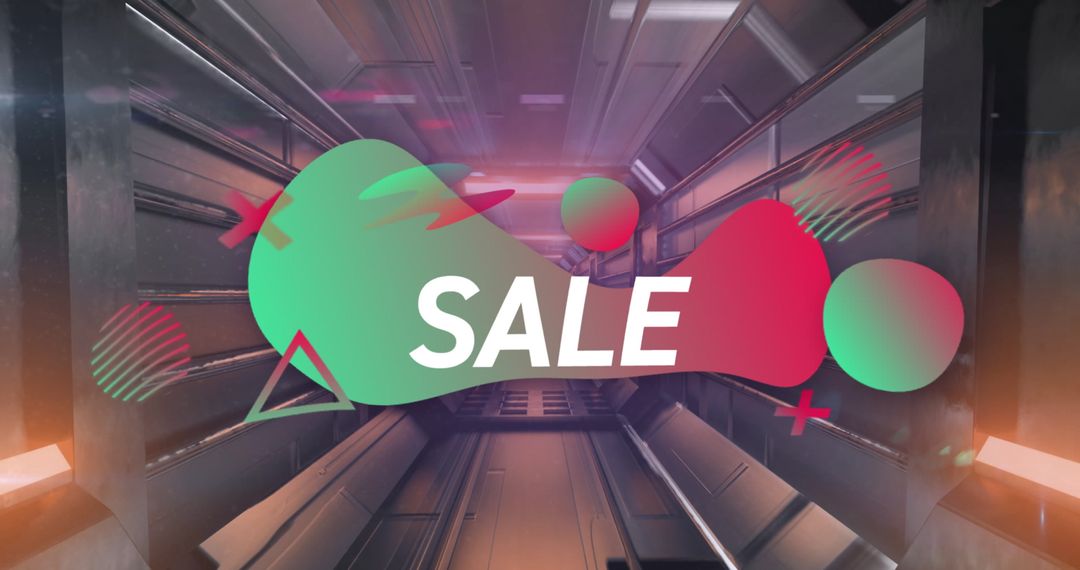 Dynamic Sale Banner in Futuristic Tunnel Setting