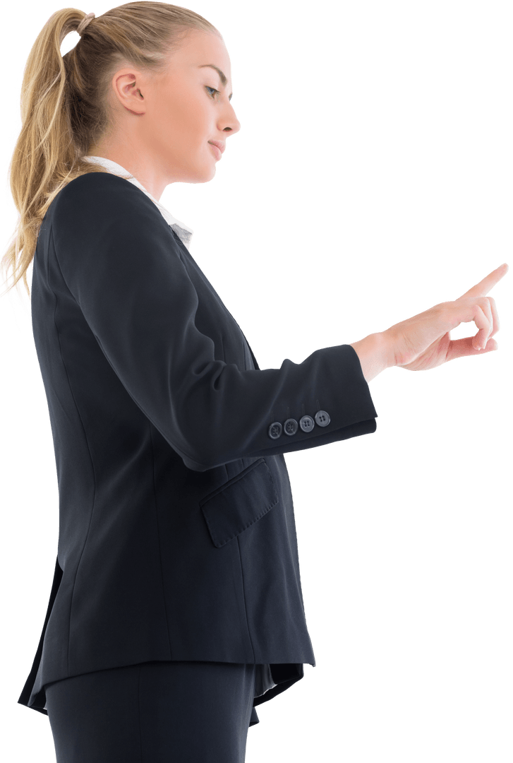 Transparent Image of Businesswoman Gesturing Pointing Action