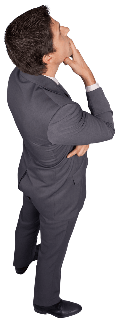 Transparent Businessman Pondering Idea Power Pose