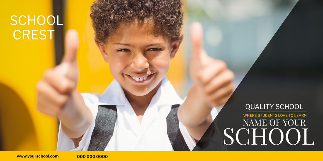 Smiling Student Giving Thumbs Up for School Advertisement