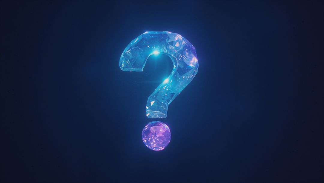 Futuristic Crystalline Question Mark with Blue and Purple Glow