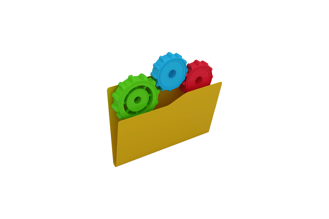 Digital File with Colorful Cogs on Transparent Background