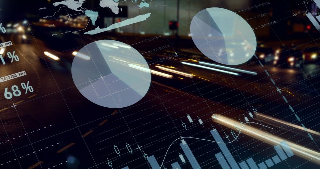 Digital Data Interface with City Lights at Night