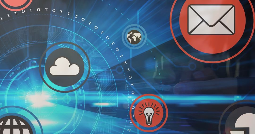 Digital Connectivity and Data Processing with Abstract Interface Icons