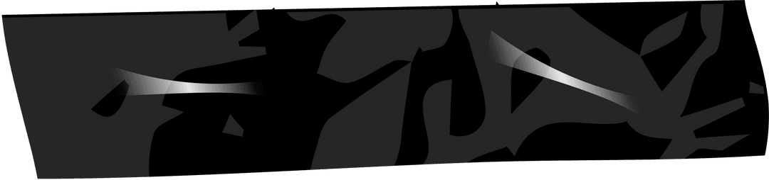 Jagged Black Strip with Reflective Grey Highlights on Transparent Plane