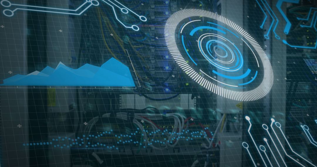 Digital Interface Analyzing Data with Stock Market Overlay