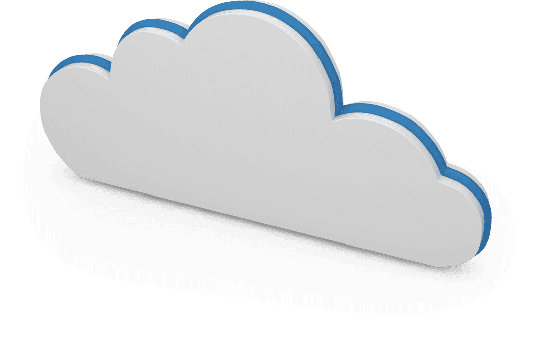 3D Transparent Cloud Computing Symbol with Blue Outline