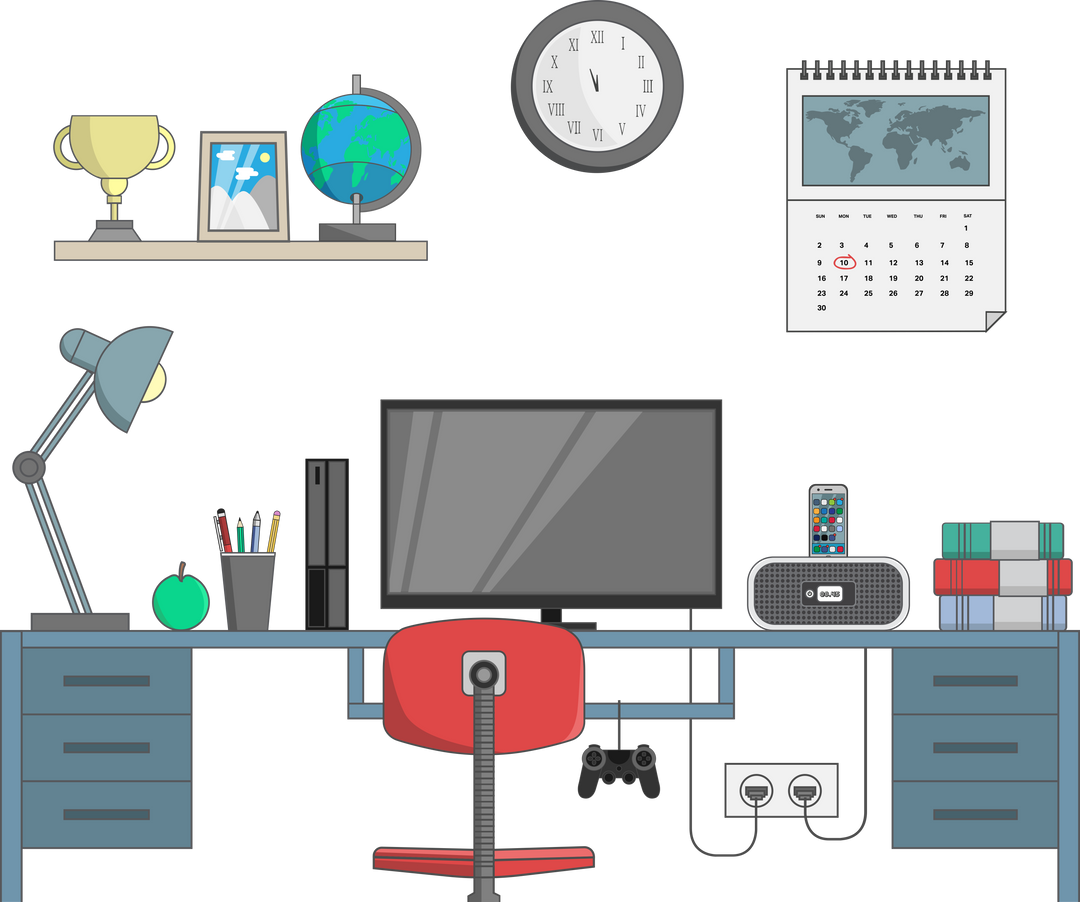 Home Office Desk with Various Items Illustrating Transparent Background - Download Free Stock Images Pikwizard.com