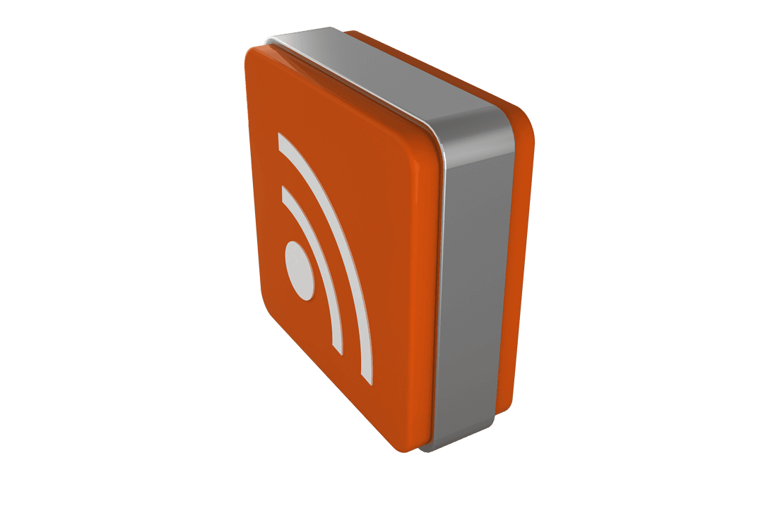 3D Transparent Orange Tile with WiFi Signal Icon
