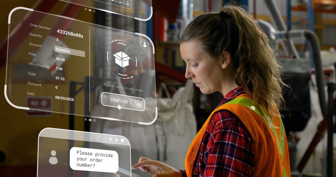 Warehouse Worker Using Digital Technology for Data Processing