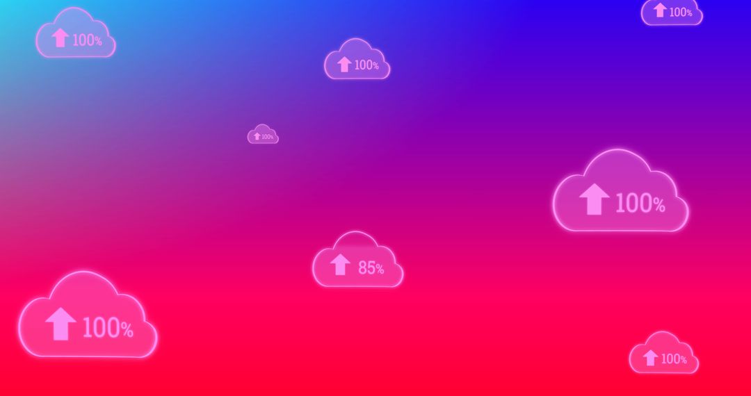 Cloud Technology Illustration With Digital Percentages and Arrows