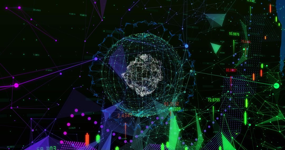 Abstract Financial Data Networking on Digital Globe Background