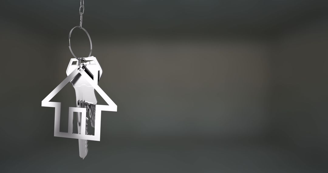Keychain in Shape of House with Keys Hanging on Chain