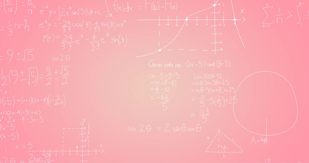 Mathematical Formulas on Pink Background for Learning and Education