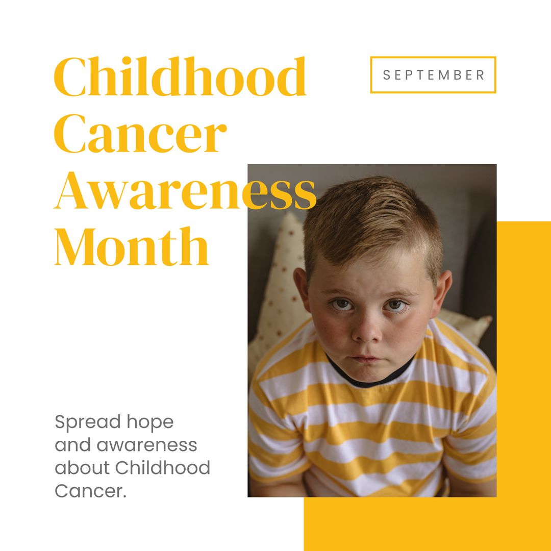 Childhood Cancer Awareness Campaign with Young Boy Portrait