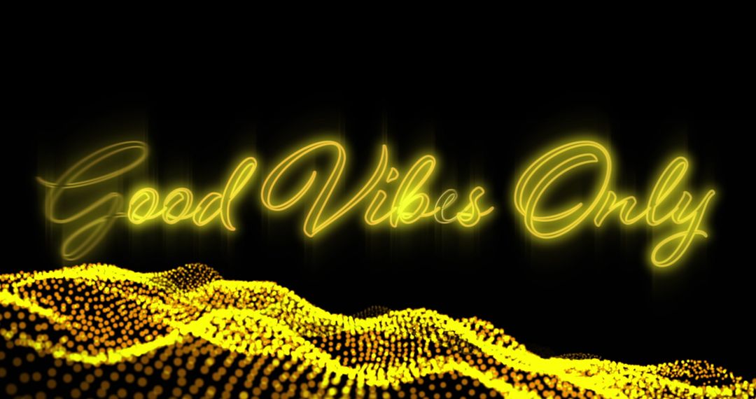 Good Vibes Only Neon Light with Glowing Abstract Mesh