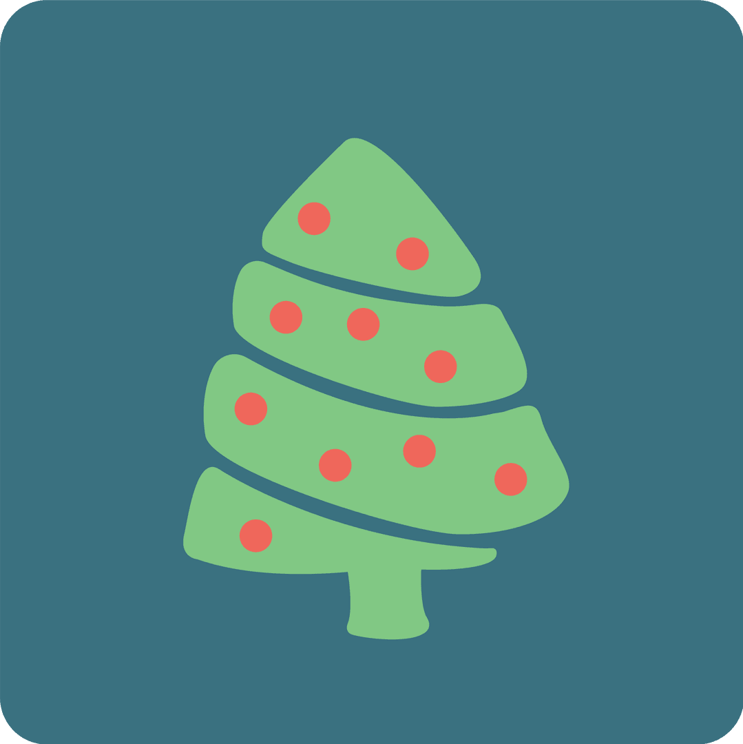 Transparent Christmas Tree with Red Ornaments on Green
