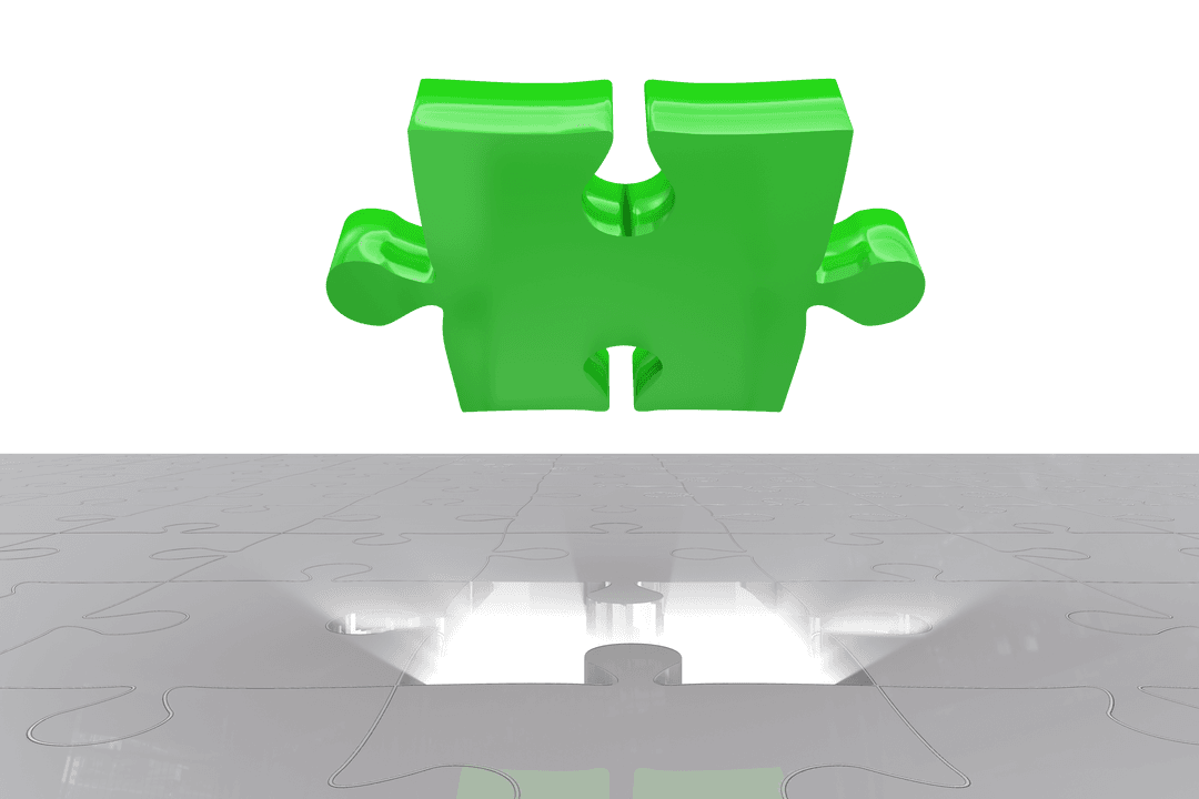Green Puzzle Piece Interlocking Over Transparent Floor