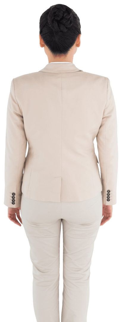 Transparent Image Back View Asian Businesswoman in Formal Outfit