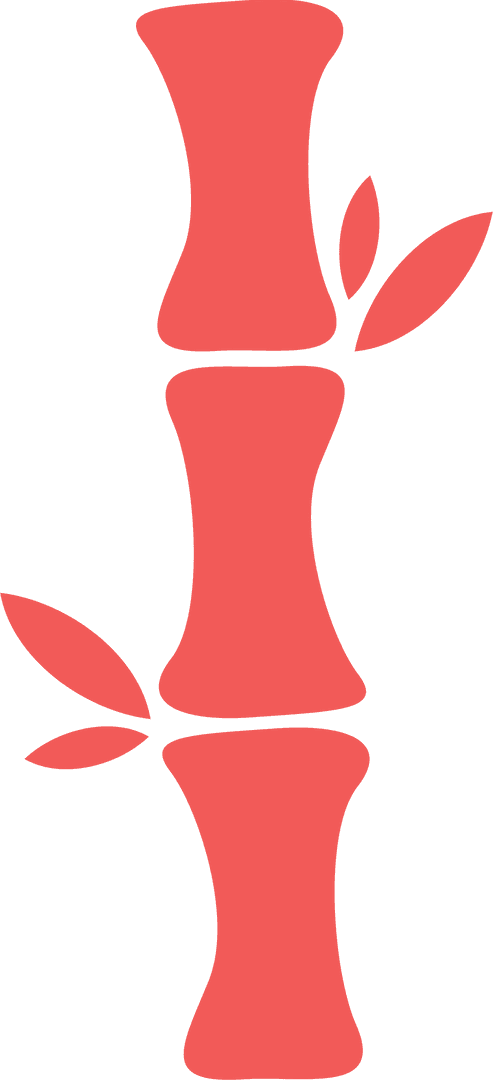 Minimalist Red Bamboo Stalk on Transparent Background