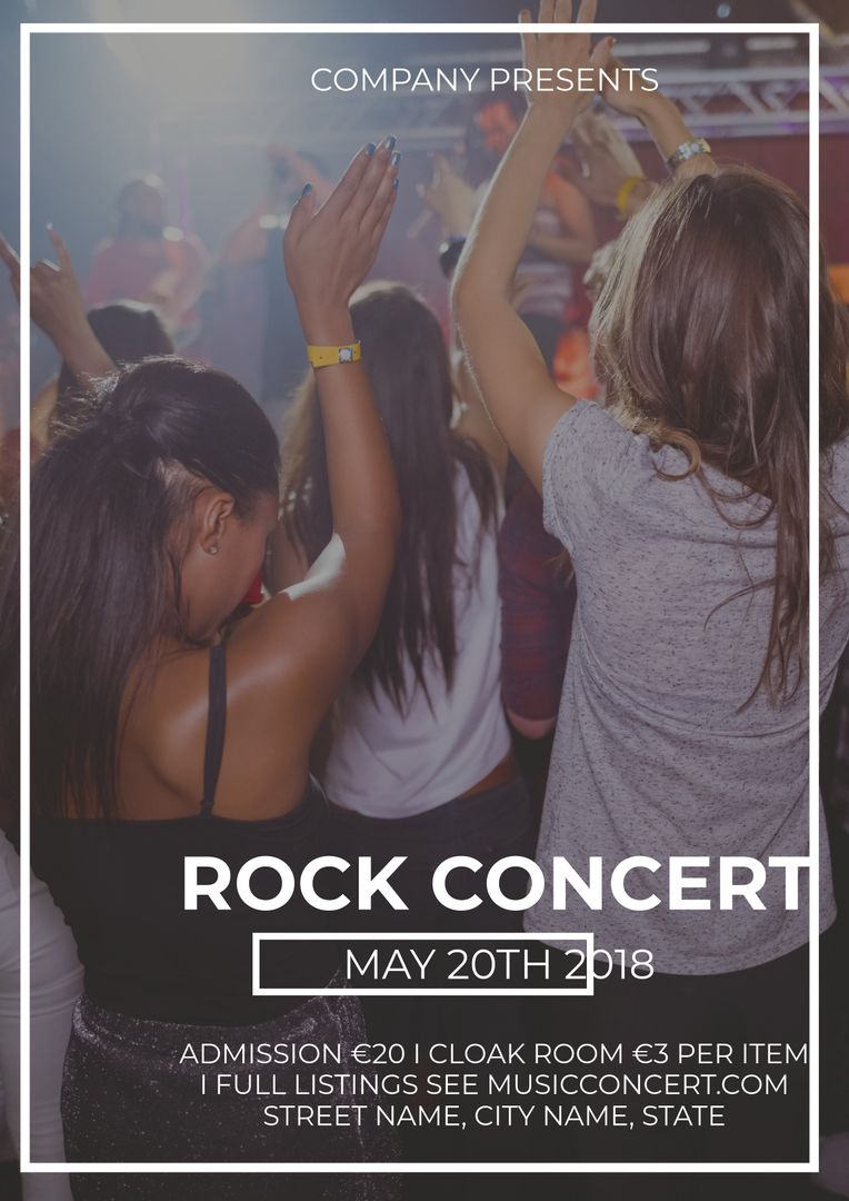 Energetic Rock Concert Audience Cheering and Dancing