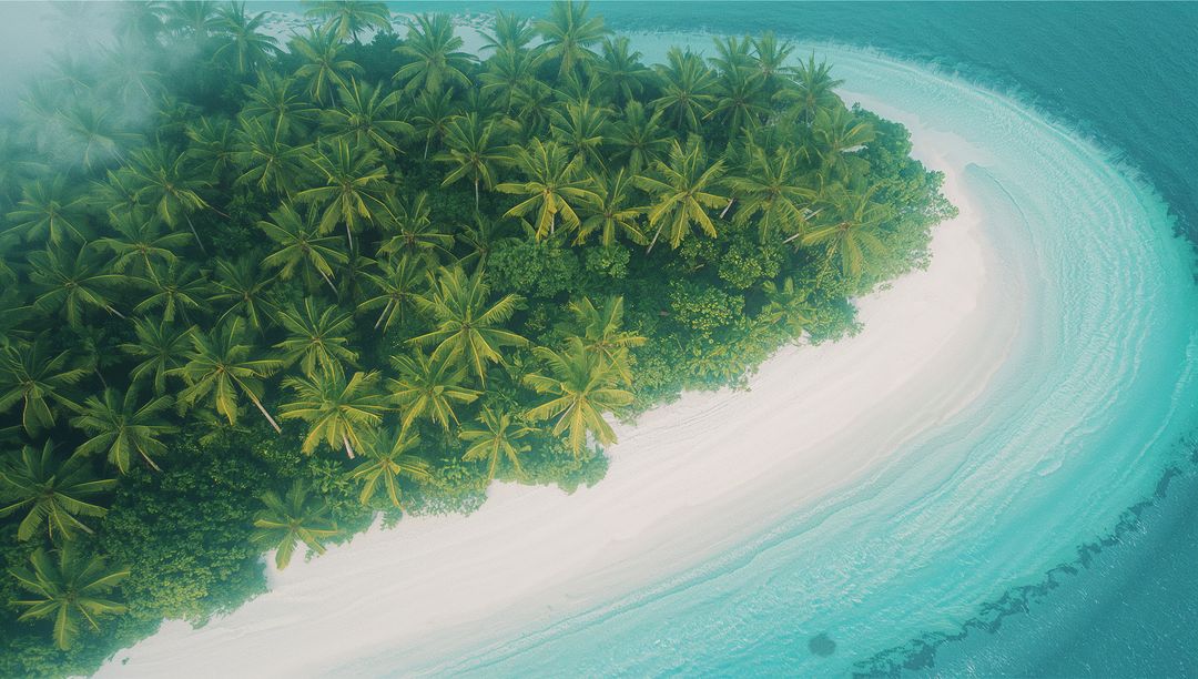 Aerial View of Serene Tropical Island with Palm Trees