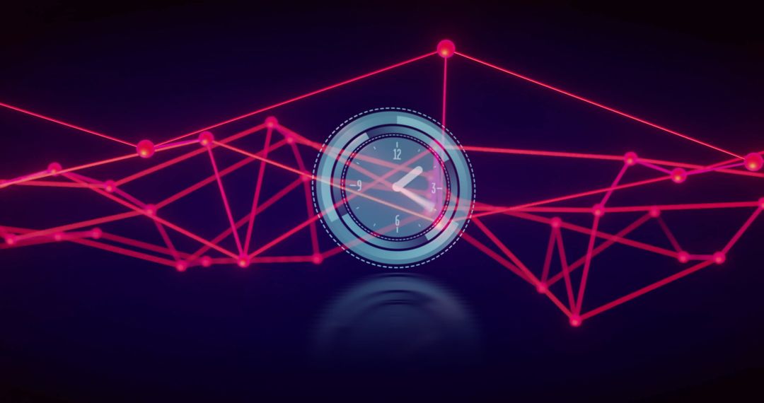 Digital Network Overlay on Modern Clock Face